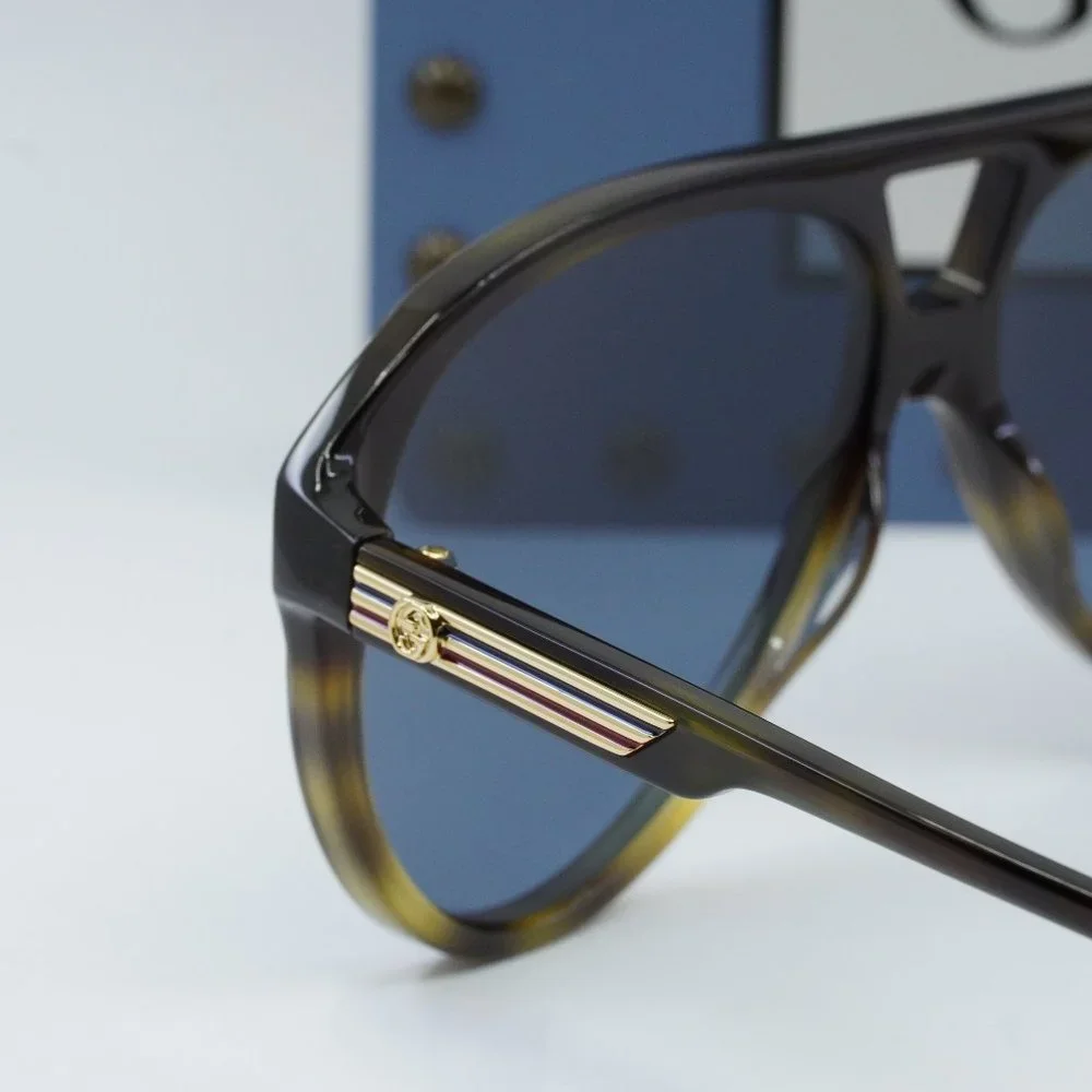 FINAL PRICE NEW GUCCI GG1286S 004 VINTAGE HAVANA/BLUE SUNGLASSES - Picture 6 of 9